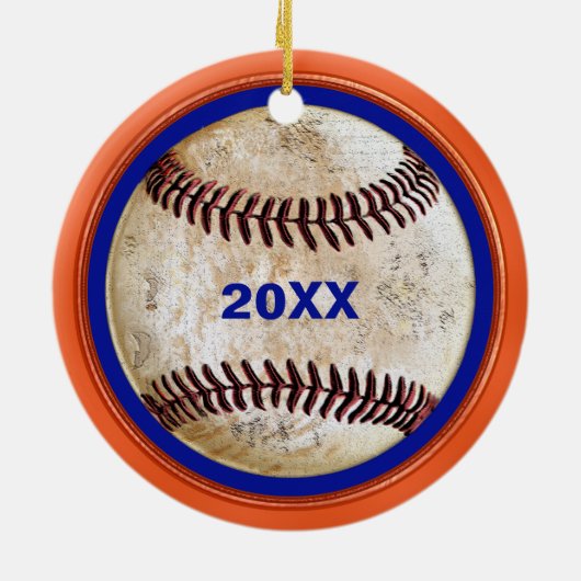 あなたのイニシャルと名前野球のユニークオーナメント セラミックオーナメント (裏面)