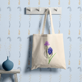あなたのイニシャルと紫色、ライラック色の野生の花 トートバッグ