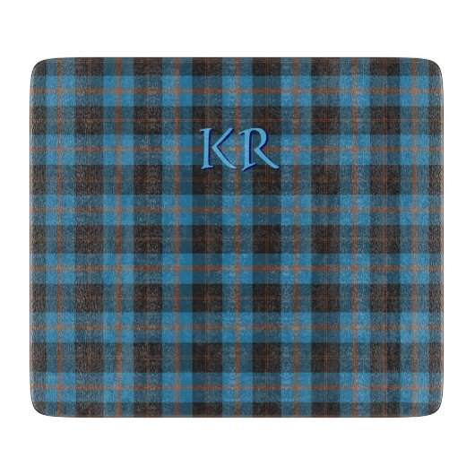 あなたのイニシャルオンアンガスディストリクトエンシェントタータンチェック カッティングボード (正面)