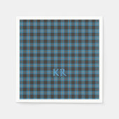 あなたのイニシャルオンアンガスディストリクトエンシェントタータンチェック スタンダードカクテルナプキン (正面)