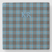 あなたのイニシャルオンアンガスディストリクトエンシェントタータンチェック ストーンコースター (正面)