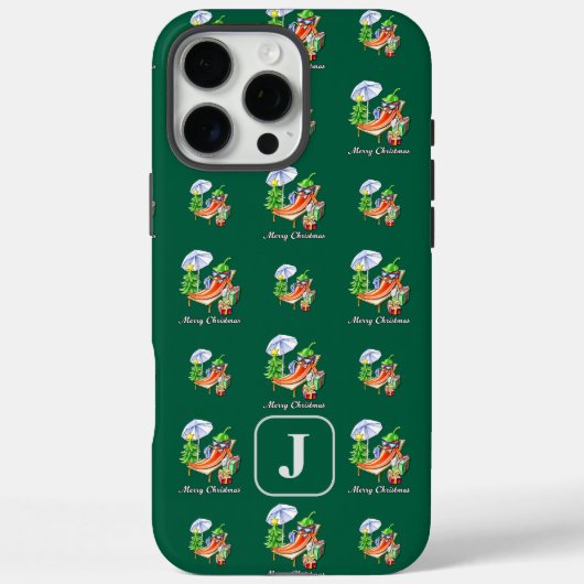 あなたのイニシャルグリーンメリークリスマスパターンを追加 Case-Mate iPhoneケース (裏面)