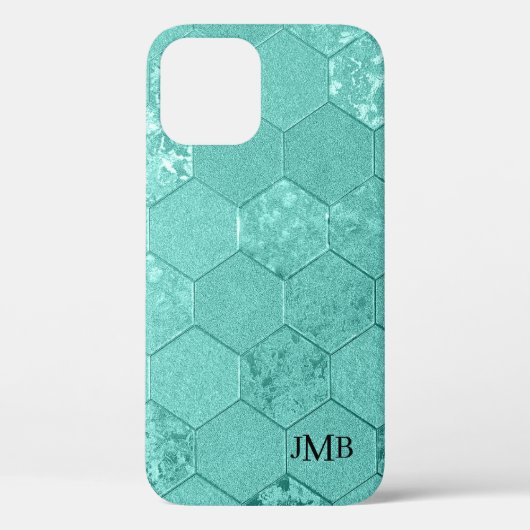 あなたのイニシャルミントグリーンジオメトリケースメイトiPhon Case-Mate iPhoneケース (裏面)