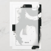 あなたのイニシャル|のオニックスジェスチャーを加えて下さい 便箋 (正面/裏面)