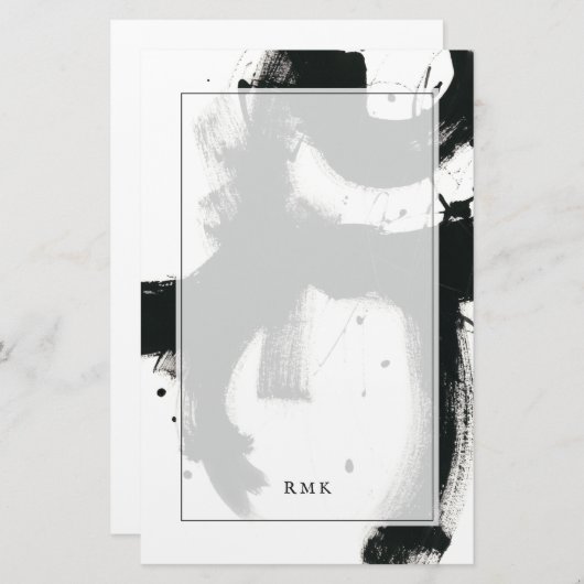 あなたのイニシャル|のオニックスジェスチャーを加えて下さい 便箋 (正面/裏面)