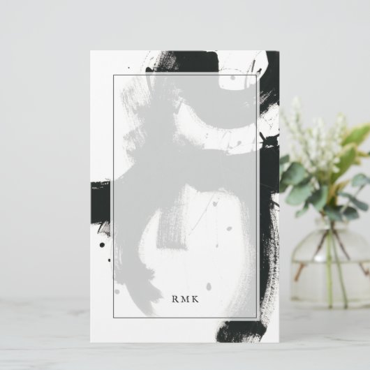 あなたのイニシャル|のオニックスジェスチャーを加えて下さい 便箋 (スタンド正面)