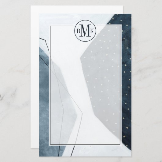 あなたのイニシャル|の隣接した抽象的概念を加えて下さい 便箋 (正面/裏面)