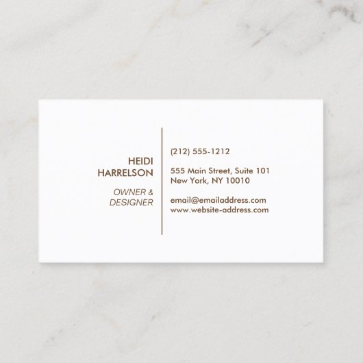 あなたのイニシャル/モノグラムブラウンウッドIIとボックスロゴ 名刺 (裏面)