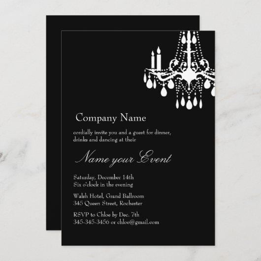 あなたのイベントの黒を壮大な社交ダンスと挙げて下さい 招待状 (正面/裏面)