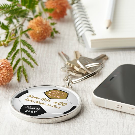 あなたのイメージおよび文字のサッカーのための年長のギフトのアイディア キーホルダー (側面)