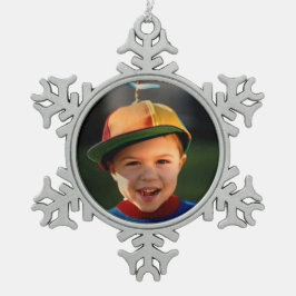 あなたのイメージの雪片を加えて下さい スノーフレークピューターオーナメント