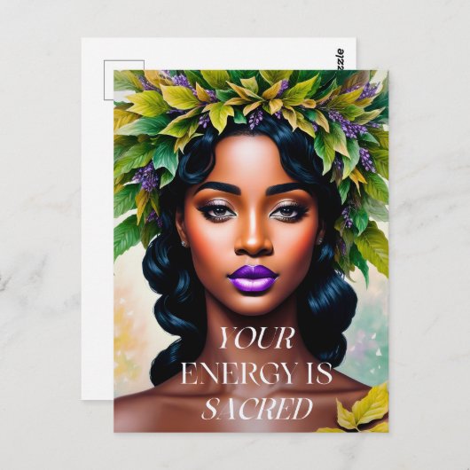 あなたのエネルギーは聖なる黒人女性の植物芸術である ポストカード (正面/裏面)