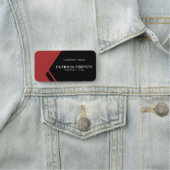 あなたのエレガント黒と濃い赤のプロフェッショナルスタイル 名札 (インサイチュ)