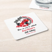 あなたのエンジンを開始する赤いレースカー任意の年齢誕生日 スクエアペーパーコースター (アングル)