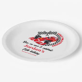 あなたのエンジンを開始する赤いレースカー任意の年齢誕生日 ペーパープレート (アングル)