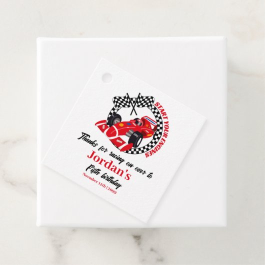 あなたのエンジンを開始レッドレースカー任意の年齢ありがとう フェイバータグ (インサイチュ)