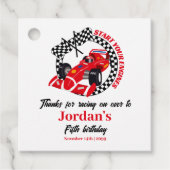 あなたのエンジンを開始レッドレースカー任意の年齢ありがとう フェイバータグ (正面)