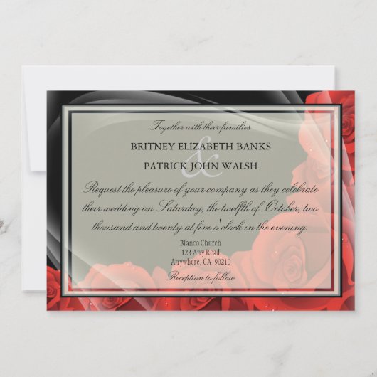 あなたのカスタムな写真の赤いバラの結婚式招待状 招待状 (裏面)