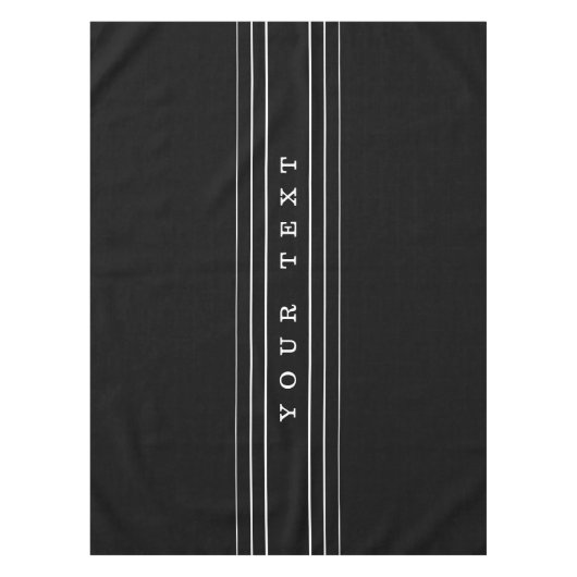 あなたのカスタムな文字及びモダンは黒い|及び白を縞で飾ります テーブルクロス (正面)