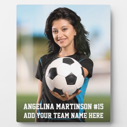 あなたのカスタムサッカーサッカーまたはあなたのスポーツの写真 フォトプラーク (正面)