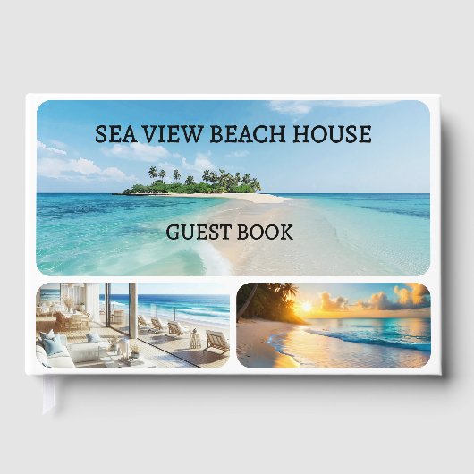 あなたのカスタムフォトコラージュビーチハウス ゲストブック (正面)