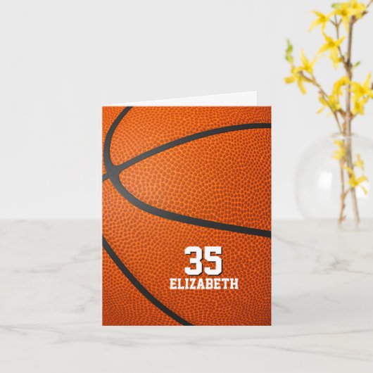 あなたのカスタムメッセージシンプルバスケットボールの挨拶 カード (黄色い花)