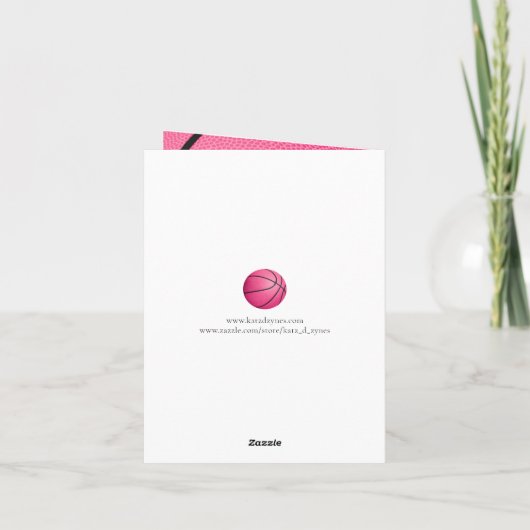 あなたのカスタムメッセージ女の子ピンクのバスケットボールの誕生日 カード (裏面)