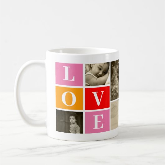 あなたのカスタム家族写真テンプレート愛を作成 コーヒーマグカップ (左)