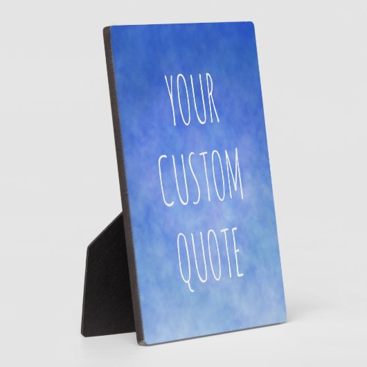 あなたのカスタム引用文平和的なブルー&ホワイト抽象芸術 フォトプラーク (側面)