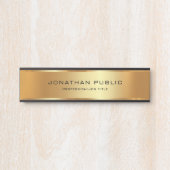 あなたのカスタム文字ここグラマーエレガントブラック&金ゴールド サインプレート (正面)