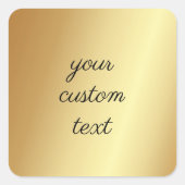 あなたのカスタム文字ここテンプレートグラムエレガント金ゴールド スクエアシール (正面)