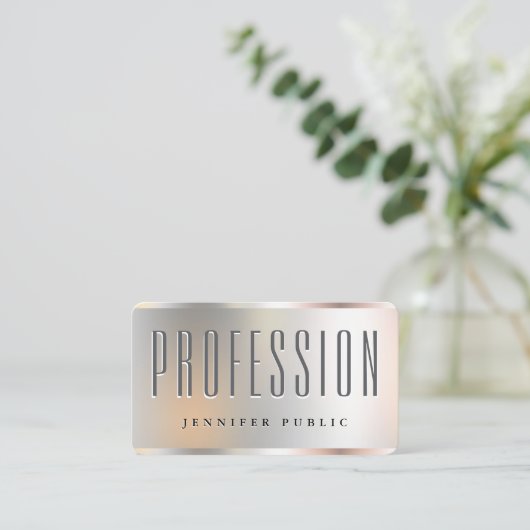 あなたのカスタム文字エレガントシルバールックテンプレート 名刺 (スタンド正面)