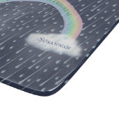 あなたのカスタム文字オンアレインボーアーチ&クラウド カッティングボード (角)