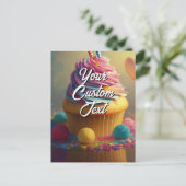 あなたのカスタム文字ハッピーバースデーカップケーキテンプレート シーズンポストカード (スタンド正面)