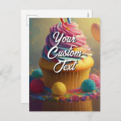 あなたのカスタム文字ハッピーバースデーカップケーキテンプレート シーズンポストカード (正面/裏面)