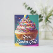 あなたのカスタム文字ハッピーバースデーカップケーキテンプレート シーズンポストカード (スタンド正面)