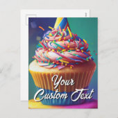 あなたのカスタム文字ハッピーバースデーカップケーキテンプレート シーズンポストカード (正面/裏面)