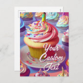 あなたのカスタム文字ハッピーバースデーカップケーキテンプレート シーズンポストカード (正面/裏面)