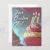 あなたのカスタム文字ハッピーバースデーカップケーキテンプレート シーズンポストカード (正面/裏面)