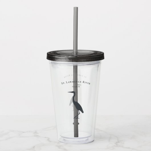 あなたのカスタム文字名ブルー素晴らしヘロンシルエット アクリルタンブラー (正面)