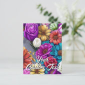 あなたのカスタム文字混合花24テンプレート シーズンポストカード (スタンド正面)