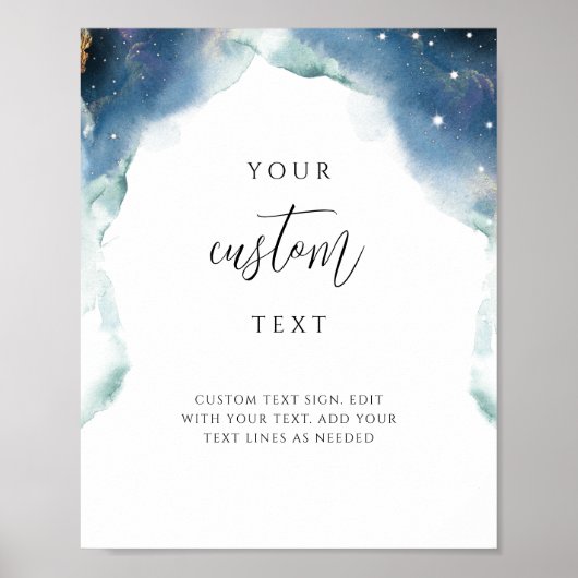 あなたのカスタム文字、シックな天のサインを追加結婚する ポスター (正面)