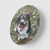 あなたのカスタム犬の写真ペット ラウンド壁時計 (傾斜)