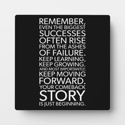あなたのカムバック物語 – 成功やる気を起こさせる フォトプラーク (正面)