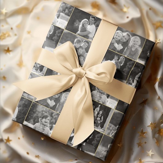 あなたのカラー写真を白黒のコラージュにしよう ラッピングペーパー