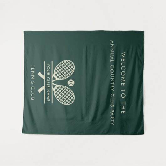 あなたのカントリークラブ名 テニスチーム イベント グリーン タペストリー (正面(横))
