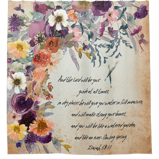 あなたのガイド、秋のフローラミックス シャワーカーテン (正面)