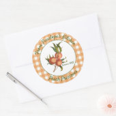 あなたのキッチンから桃とギンガムゼリーのラベル ラウンドシール (封筒)