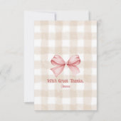 あなたのギフトは完全に"Bow"daciousなギンガムの弓 サンキューカード (裏面)