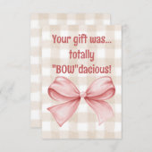 あなたのギフトは完全に"Bow"daciousなギンガムの弓 サンキューカード (正面/裏面)